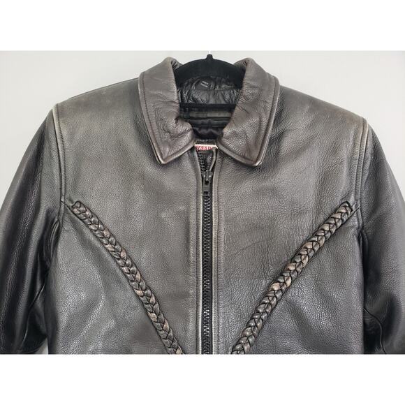 Vintage Vanguard Cowhide Black Leather Jacket Small MOTORCYCLE RIDING LINED 90s - Picture 11 of 16